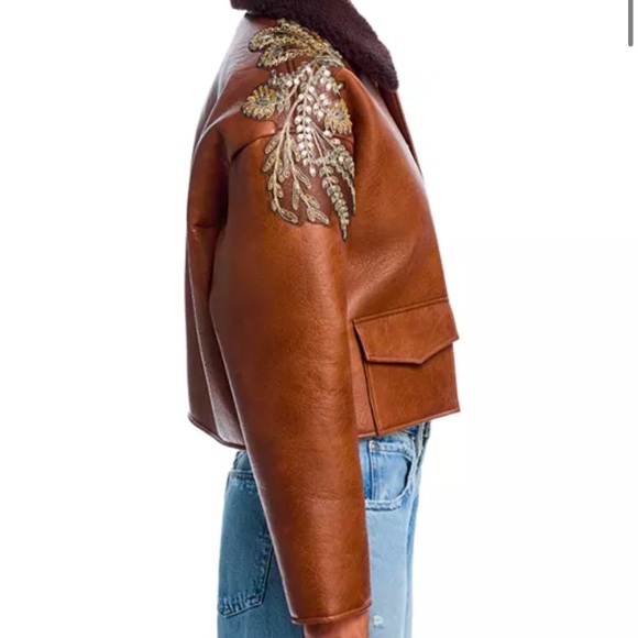 MOTHER The Mean Machine Jacket Brown Embellished Leather Jacket - Picture 7 of 16